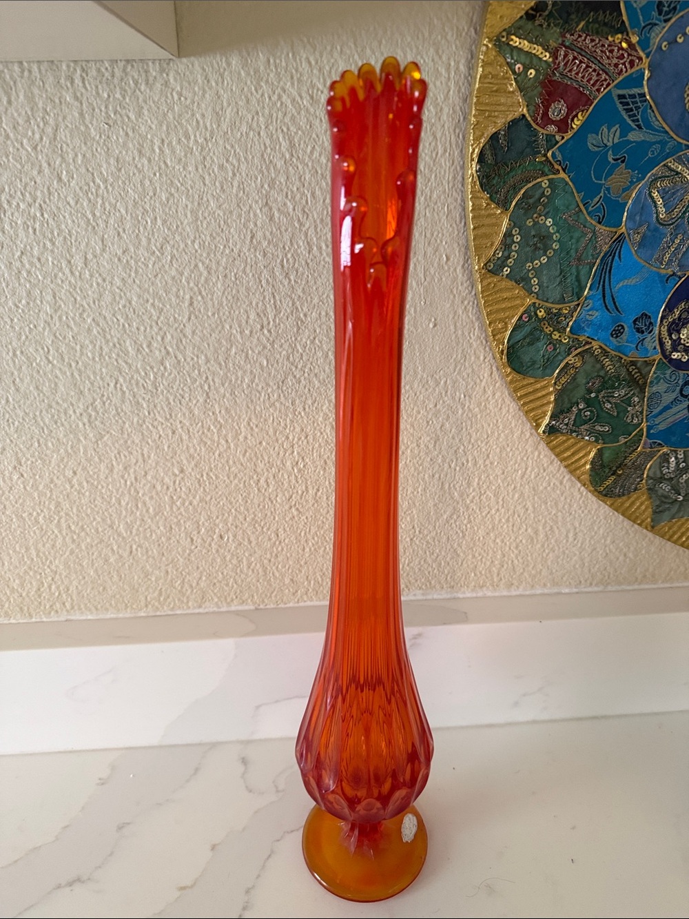 Vintage Fenton Swung Vase Orange